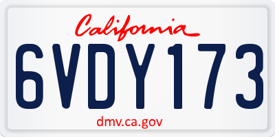 CA license plate 6VDY173