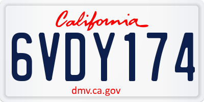 CA license plate 6VDY174