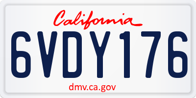 CA license plate 6VDY176