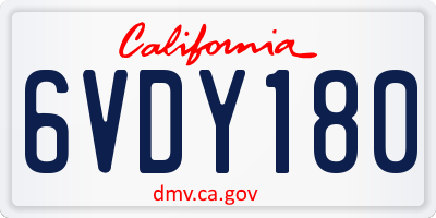 CA license plate 6VDY180