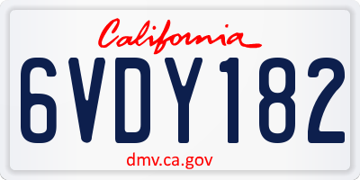 CA license plate 6VDY182