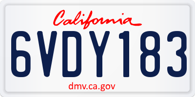 CA license plate 6VDY183