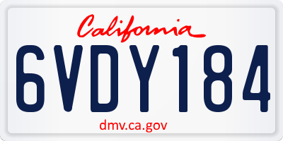 CA license plate 6VDY184