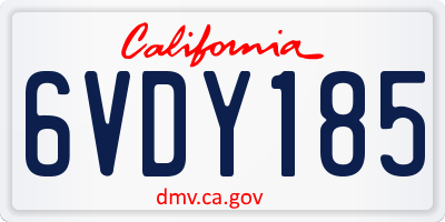 CA license plate 6VDY185