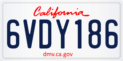 CA license plate 6VDY186