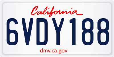 CA license plate 6VDY188