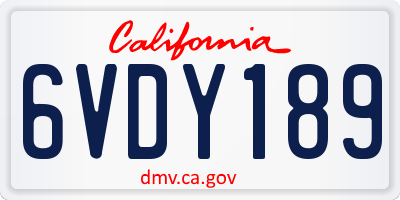 CA license plate 6VDY189