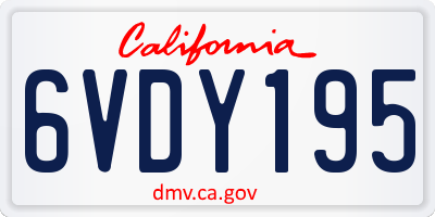 CA license plate 6VDY195