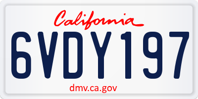 CA license plate 6VDY197
