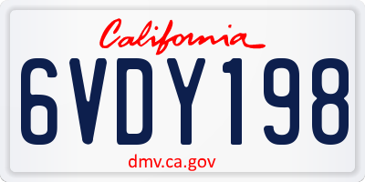 CA license plate 6VDY198