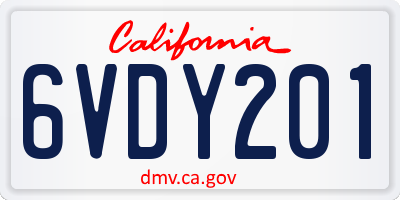 CA license plate 6VDY201
