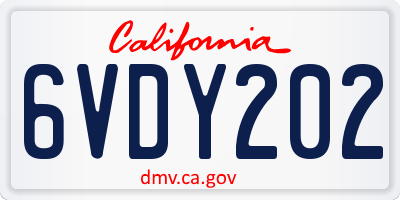 CA license plate 6VDY202