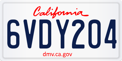 CA license plate 6VDY204