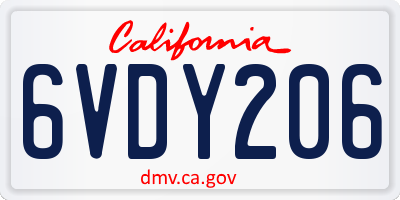 CA license plate 6VDY206