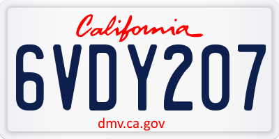 CA license plate 6VDY207