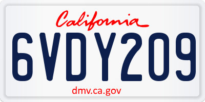 CA license plate 6VDY209