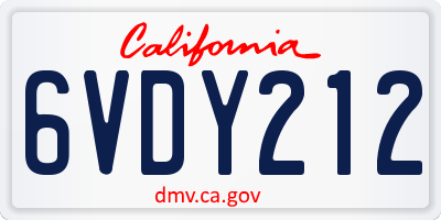 CA license plate 6VDY212
