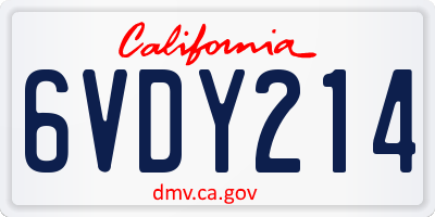CA license plate 6VDY214