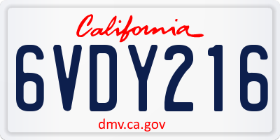 CA license plate 6VDY216