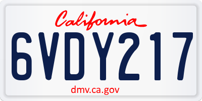 CA license plate 6VDY217