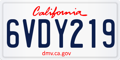 CA license plate 6VDY219