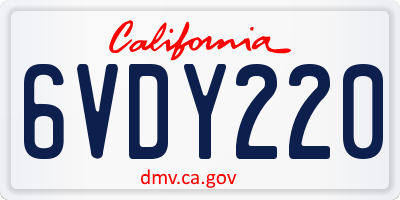 CA license plate 6VDY220