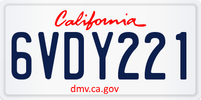 CA license plate 6VDY221