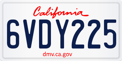 CA license plate 6VDY225
