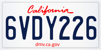 CA license plate 6VDY226
