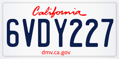 CA license plate 6VDY227