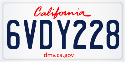 CA license plate 6VDY228