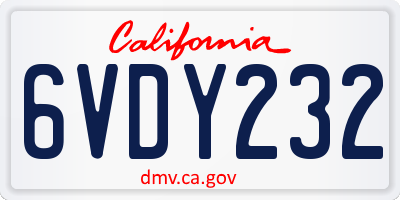CA license plate 6VDY232
