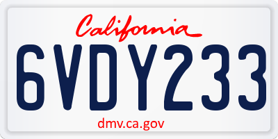 CA license plate 6VDY233