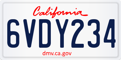 CA license plate 6VDY234