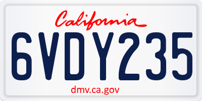 CA license plate 6VDY235