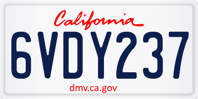 CA license plate 6VDY237