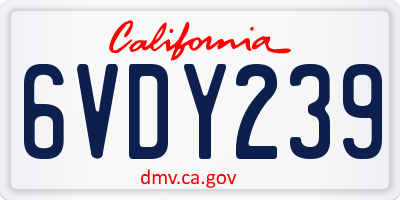 CA license plate 6VDY239