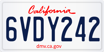 CA license plate 6VDY242