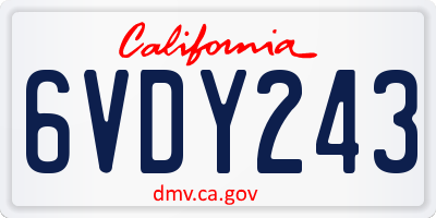 CA license plate 6VDY243