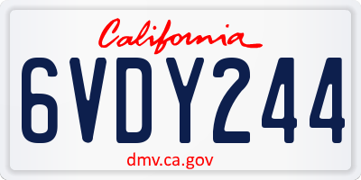 CA license plate 6VDY244