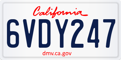 CA license plate 6VDY247