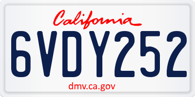 CA license plate 6VDY252