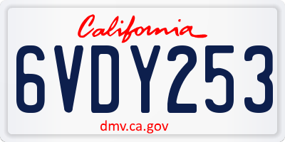 CA license plate 6VDY253