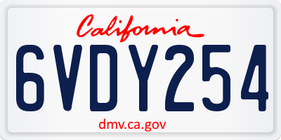 CA license plate 6VDY254