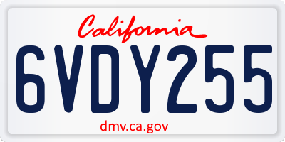 CA license plate 6VDY255