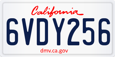 CA license plate 6VDY256