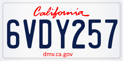 CA license plate 6VDY257