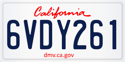 CA license plate 6VDY261