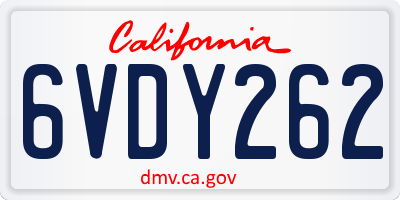 CA license plate 6VDY262