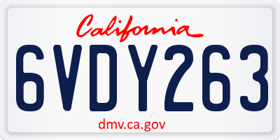 CA license plate 6VDY263